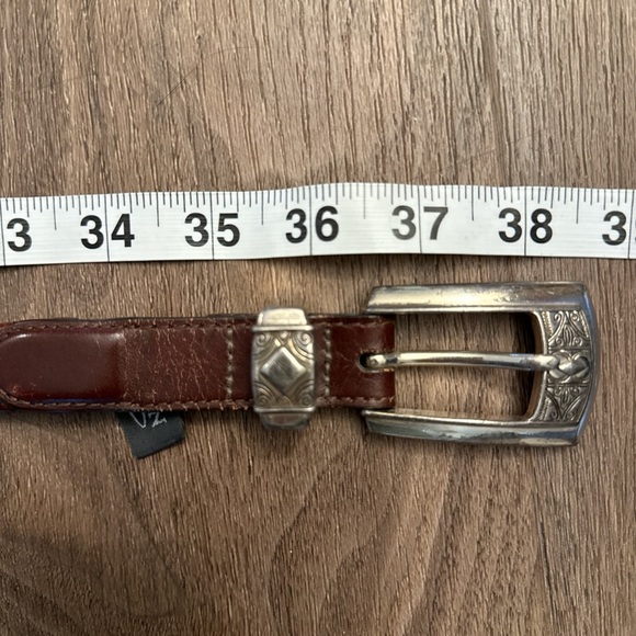 Brighton brown, braided, leather belt, silver details - Picture 6 of 6